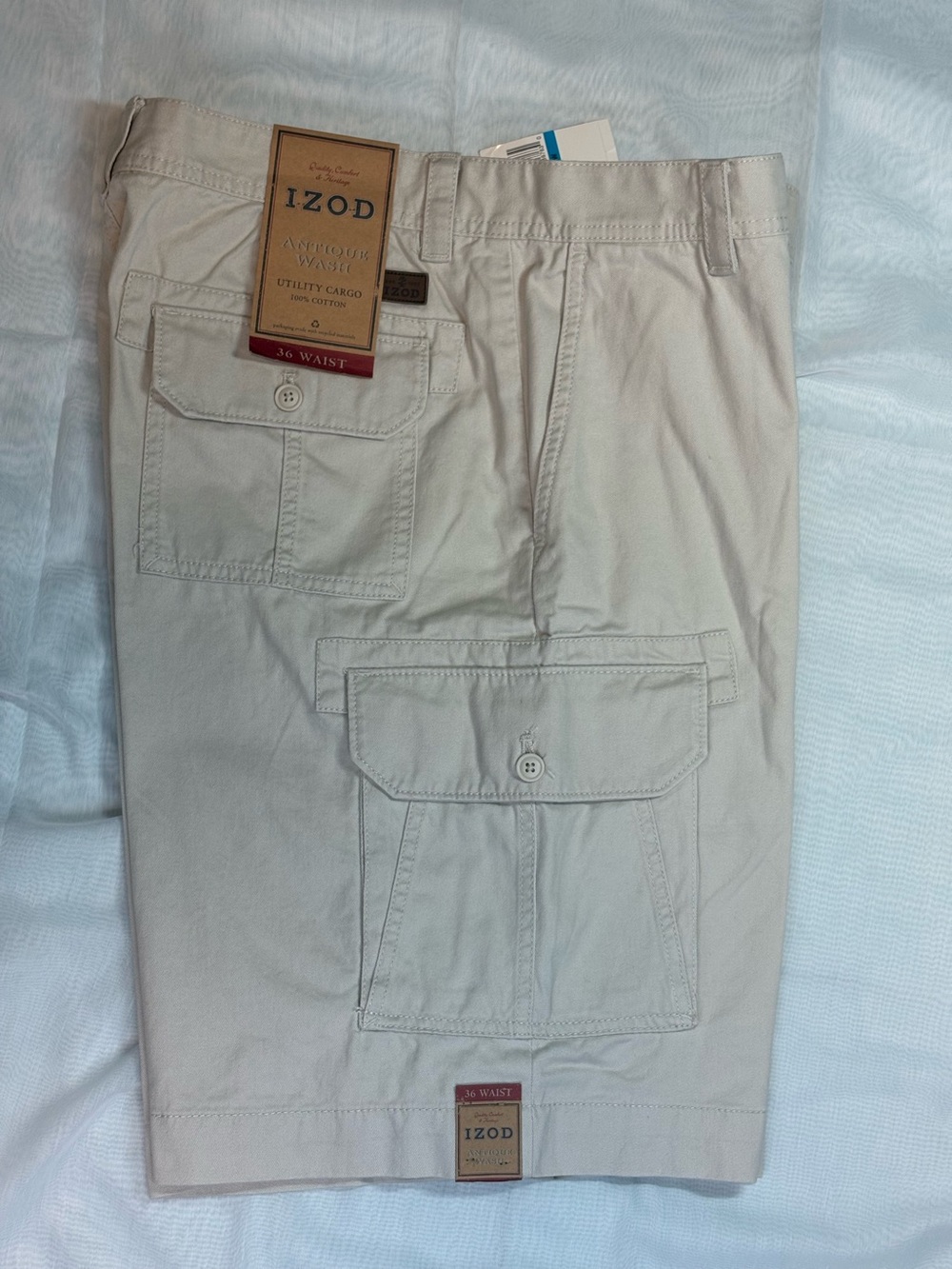 New tags Izod Men's 36W Light Khaki Cargo Shorts